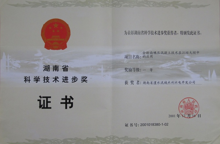 湖南省科学技术进取一等奖